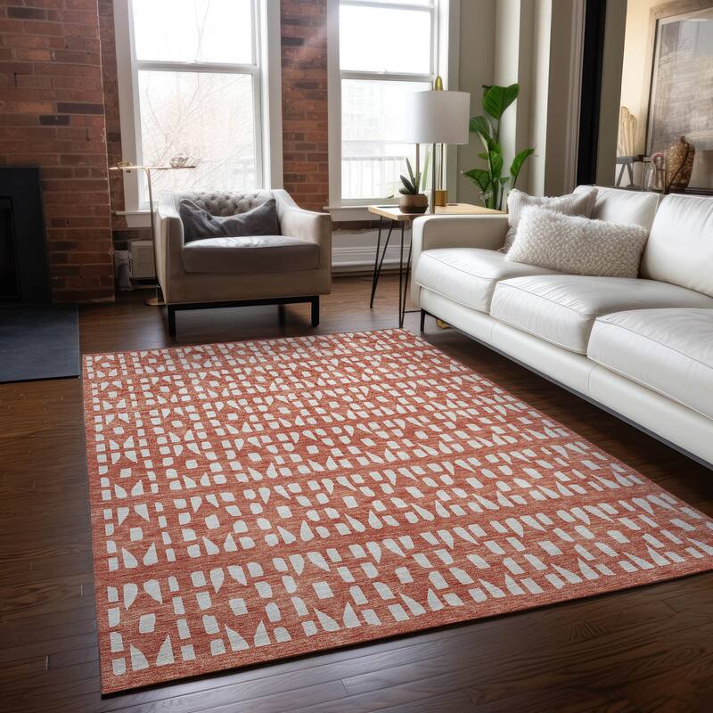 Machine Washable Indoor/ Outdoor Contemporary Imprints Chantille Rug