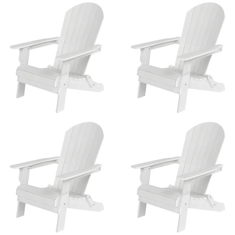 Vineyard HIPS Outdoor Folding Eco-Friendly All Weather Seashell Adirondack Chair (Set of 4)