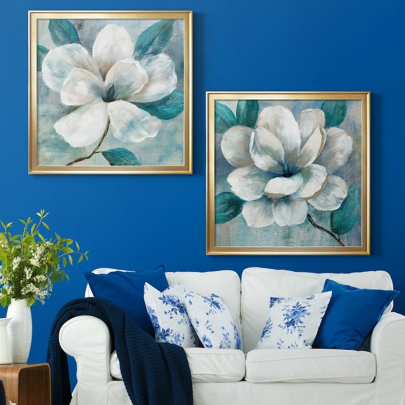 Teal Magnolia I Premium Framed Canvas - Ready to Hang