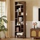 preview thumbnail 1 of 6, 71" Tall Narrow Bookcase with Open Storage, 8-Tier Staggered Skinny Bookshelf Brown