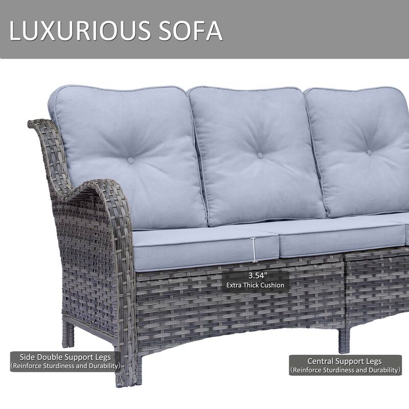 4 Piece Patio Furniture Seating Sofa Set with Swivel Chair and Cushion