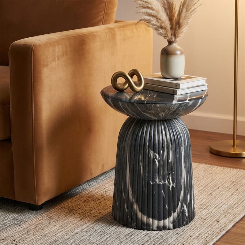 Studio London Maddox Stylish End Table for Elegant Home Interiors - Gray Faux Marble