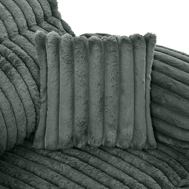 Roomfitters Chaise Lounge Sofa 65.25" Cloud Plush Upholstered Sofa Couch with Two Pillows, Cozy Living Room Furniture