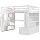 preview thumbnail 4 of 10, Full Size Loft Bed with Desk, Drawers, and Storage, White