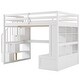 preview thumbnail 4 of 10, Full Size Loft Bed with Desk and Shelves, Two Built-in Drawers, and Storage Staircase, White