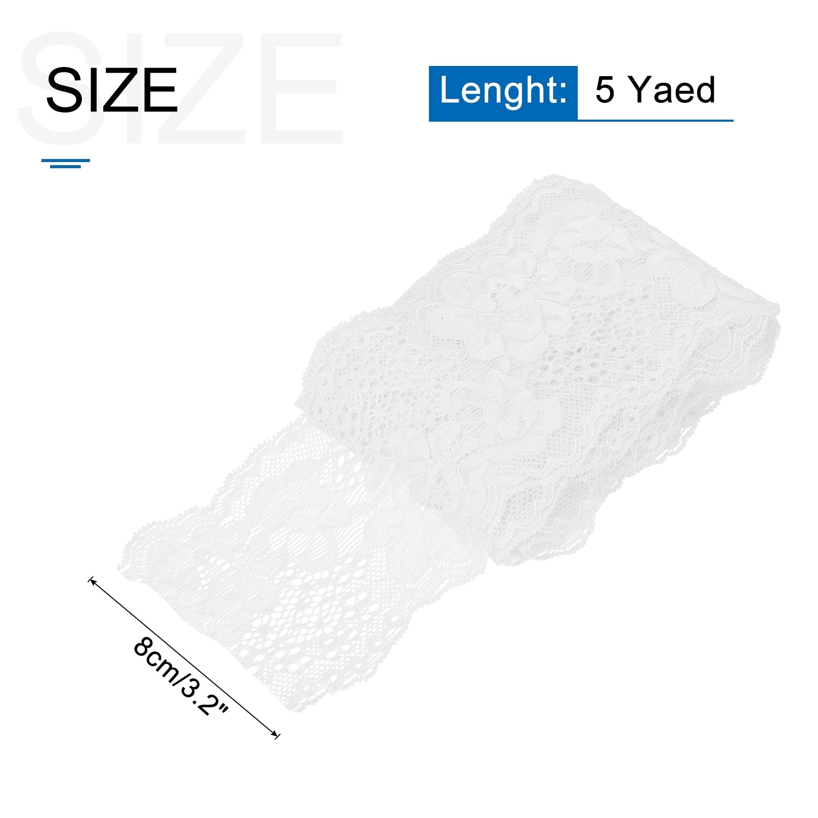 Elastic Lace Ribbon Floral Pattern Stretch Lace Trim Embroidered Fabric for Sewing Making and DIY Crafts - 3 Inch Wide 5 Yard