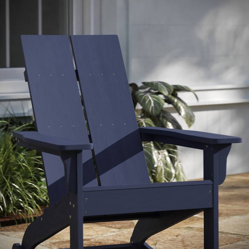 Indoor/Outdoor modern 2-Slat Adirondack Poly Resin Rockers - Set of 2