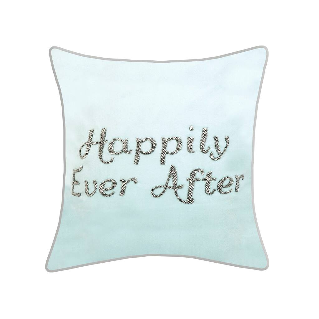 Celebrations Beaded "Happily Ever After" Decorative Pillow, Blue