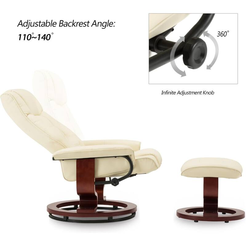 MCombo Swivel Recliner Chair with Wood Base and Ottoman