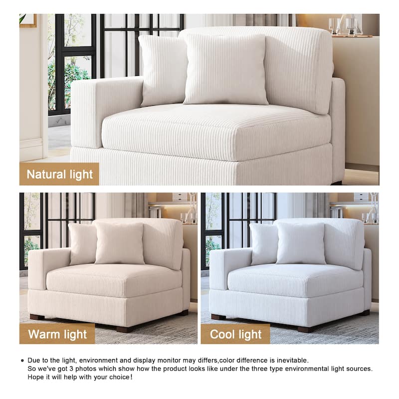 Corduroy Armchair Sofa Corner Chairs With Pillows
