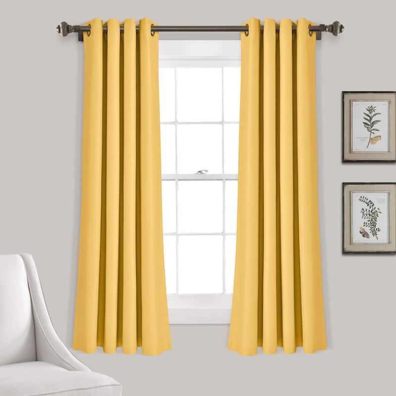Lush Decor Insulated Grommet Blackout Curtain Panel Pair - 52"W x 63"L - Yellow