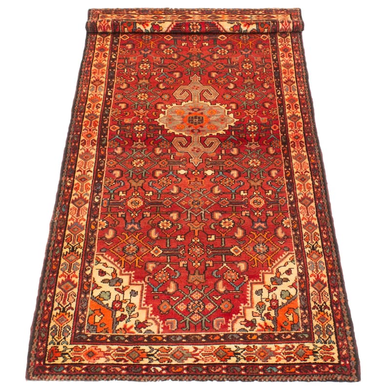 ECARPETGALLERY Hand-knotted Andelz Red Wool Rug - 3'8 x 9'6