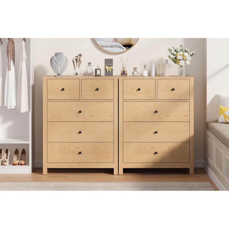 5 Drawer Dresser for Bedroom, Tall Black Chest with Deep Drawers and Metal Knobs, Wooden Organizer for Hallway