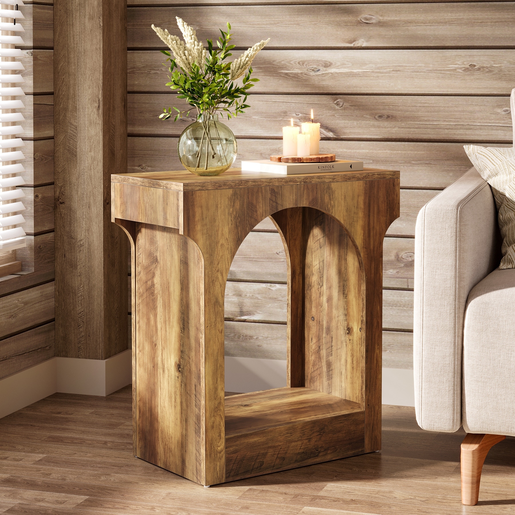 2 Tier Wood End Side Table with Storage Space for Living Room / Bedroom