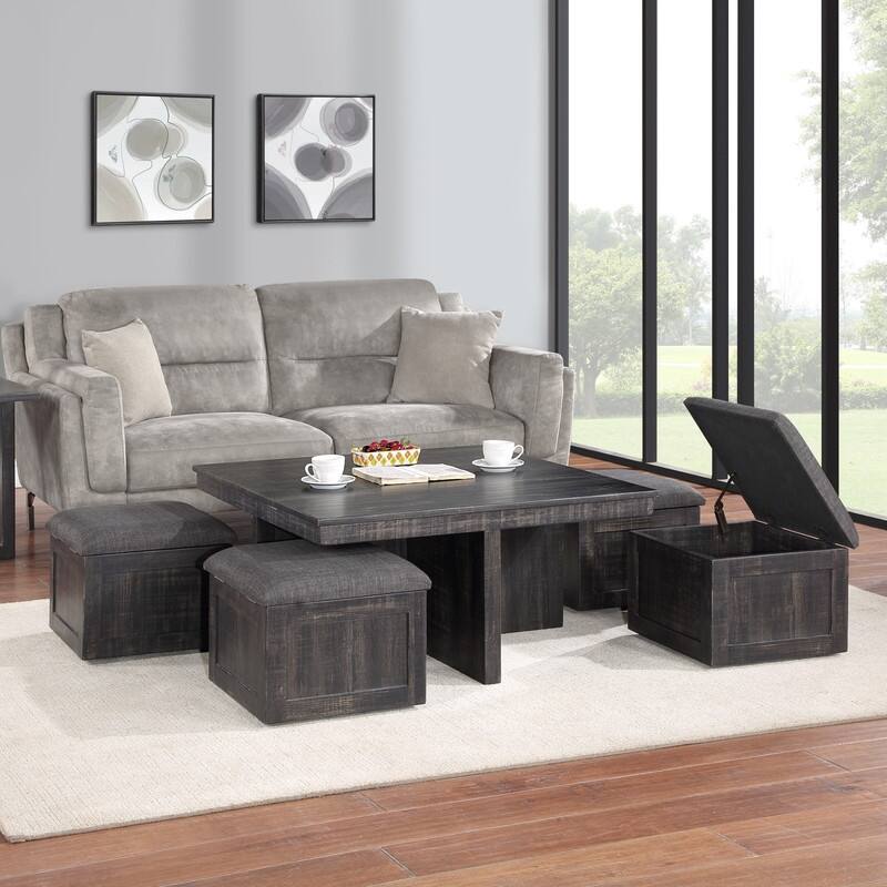 Moseberg Coffee Table with Storage Stools