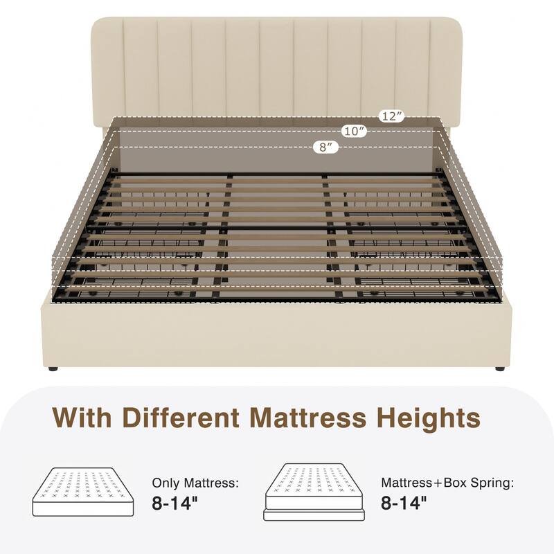 Javlergo Upholstered Platform Bed Frame with Storage Drawers and Adjustable Headboard, No Box Spring Needed