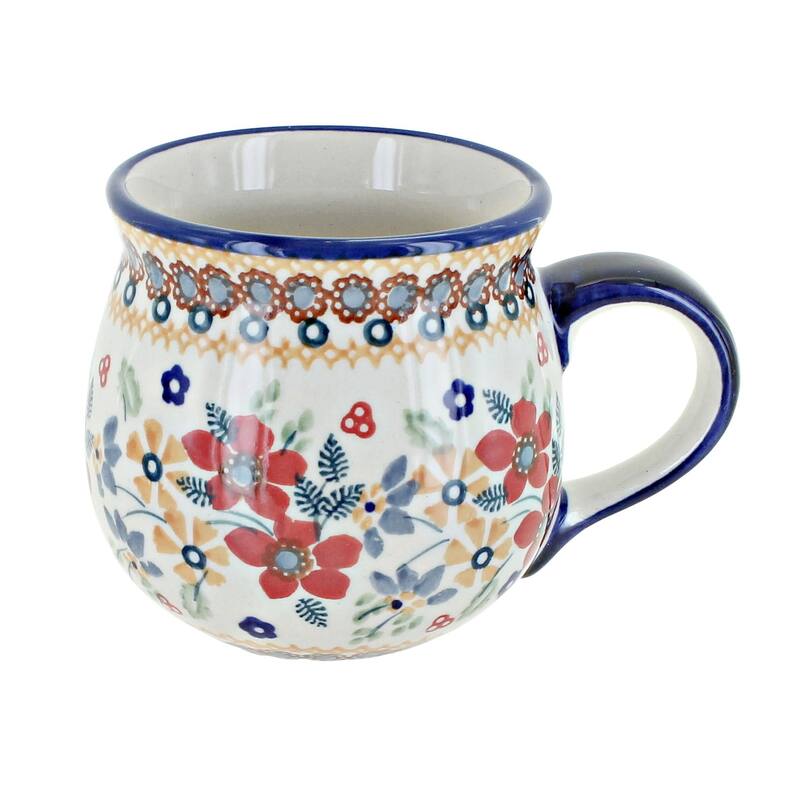 Blue Rose Polish Pottery K090 Manufaktura Bubble Mug - Red Daisy