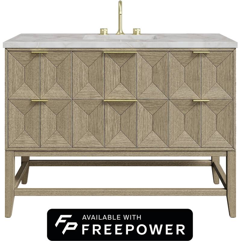 James Martin Vanities D100-V48-FVSL Emmeline 48" Free Standing Single - Pebble Oak - Oak Finish