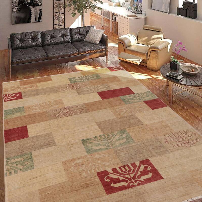 Rustic Bohemian Ri Gabbeh Hand Knotted Wool Area Rug