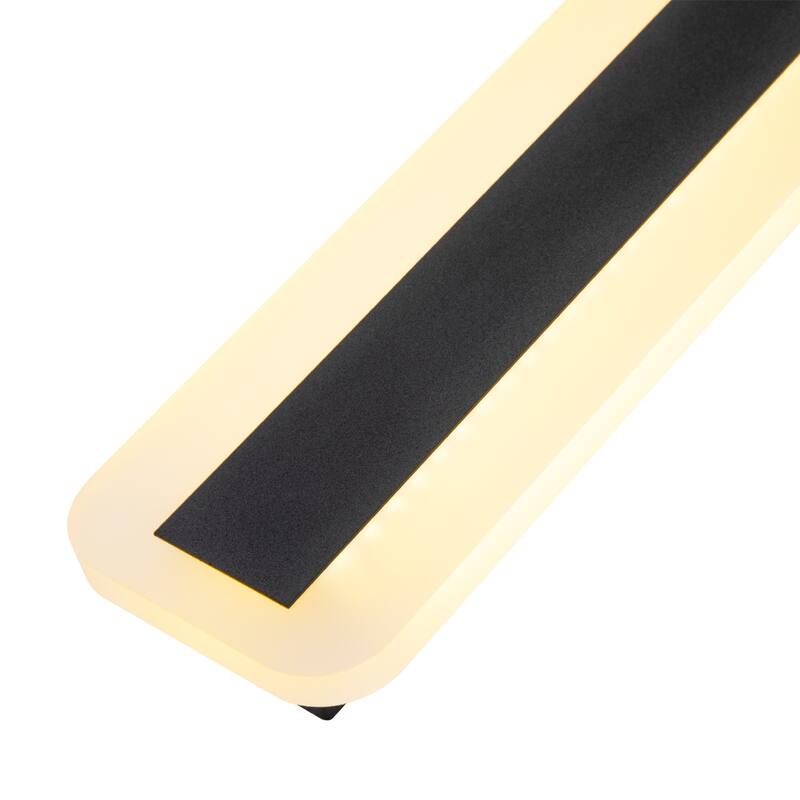 Modern Black Linear Rectangular Strip Exterior Sconce Integrated LED Waterproof IP65 Outdoor Wall Light