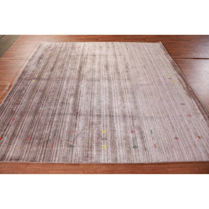 Hand Knotted Oriental 100% Wool Carpet Tribal Tribal Brown Gabbeh Area Rug - 8' 0'' X 8' 1''