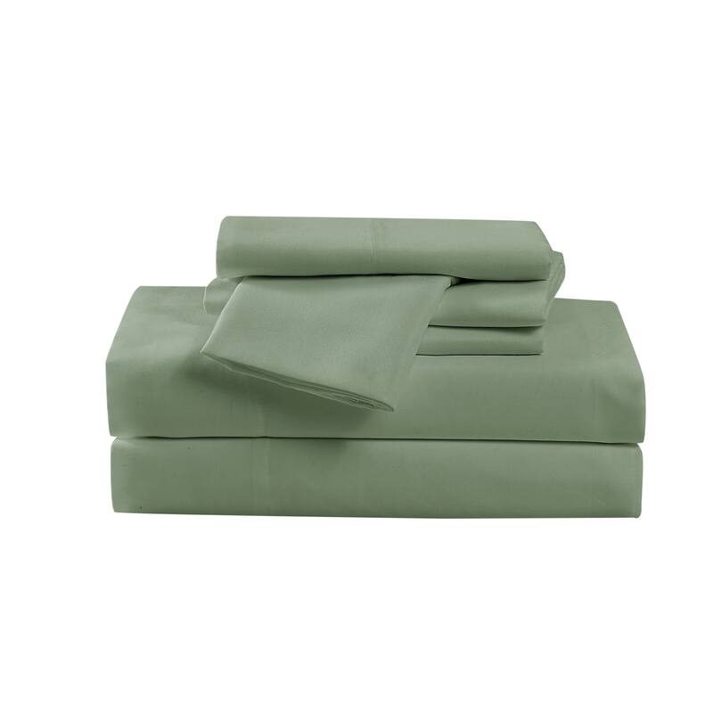 Cannon Heritage Solid 6 Piece Sheet Set (Includes Bonus Pillowcases) - Green - Queen