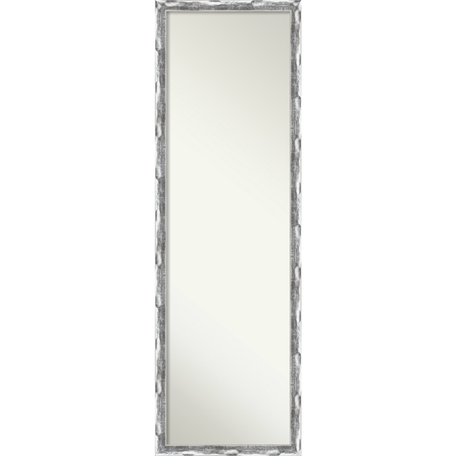 Non-Beveled Full Length On The Door Mirror - Scratched Wave Frame - Scratched Wave Chrome - Outer Size: 16 x 50 in