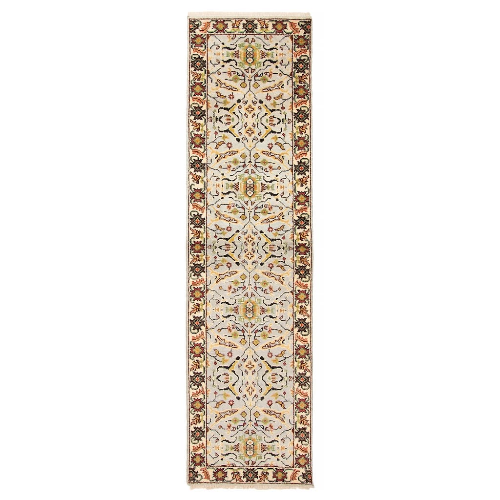 ECARPETGALLERY Hand-knotted Serapi Heritage Light Grey Wool Rug - 2'5 x 9'11