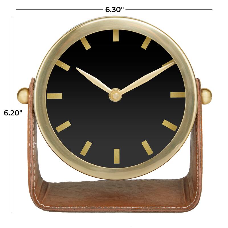 Silver or Gold Stainless Steel Metal Decorative Clock with Leather Stand