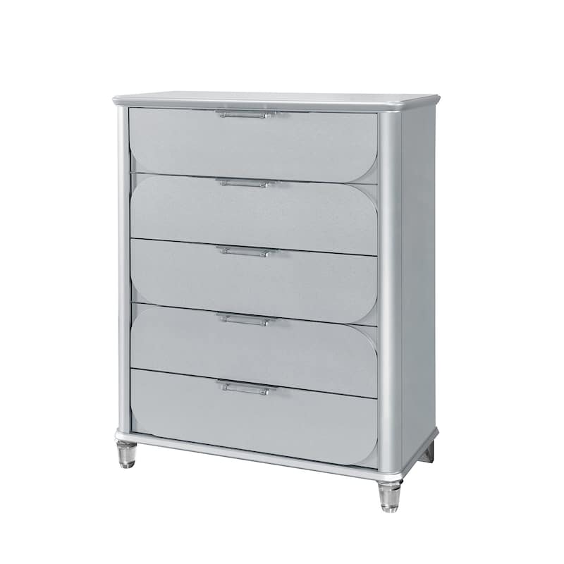 HomeRoots 38" Silver Wood Five Drawer Dresser