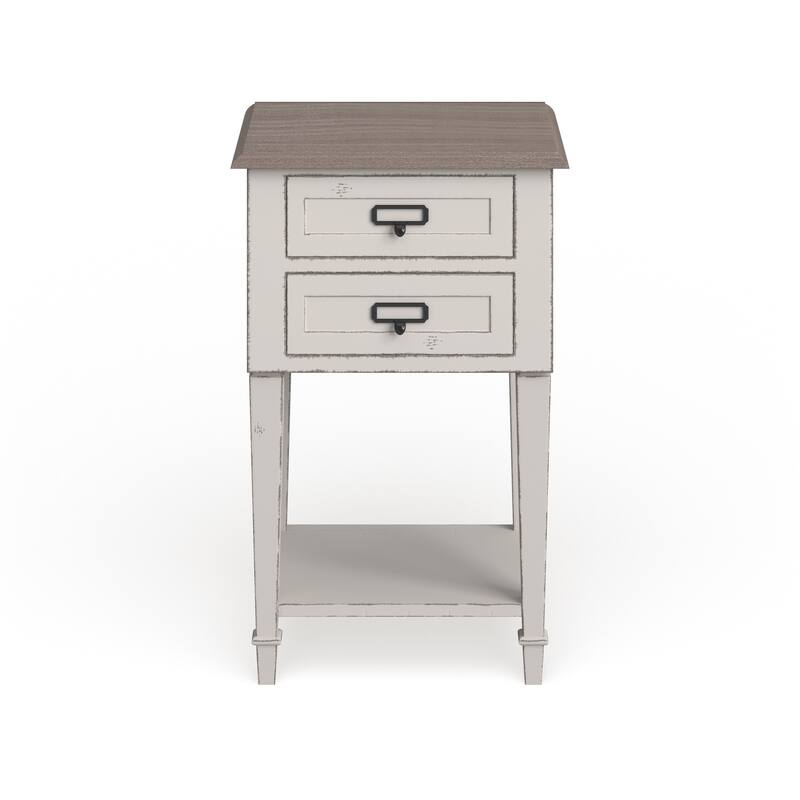 The Gray Barn Heart and Soil Weathered Oak and White Wash Distressed Finish Wood Nightstand
