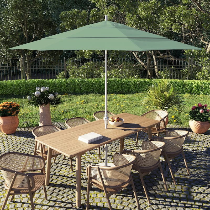 California Umbrella 11' Sun Master Patio Umbrella White Aluminum Pole Fiberglass Ribs Crank Lift Tilt Pacifica