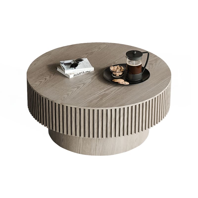 31.5 Inch Round Coffee Table with Storage