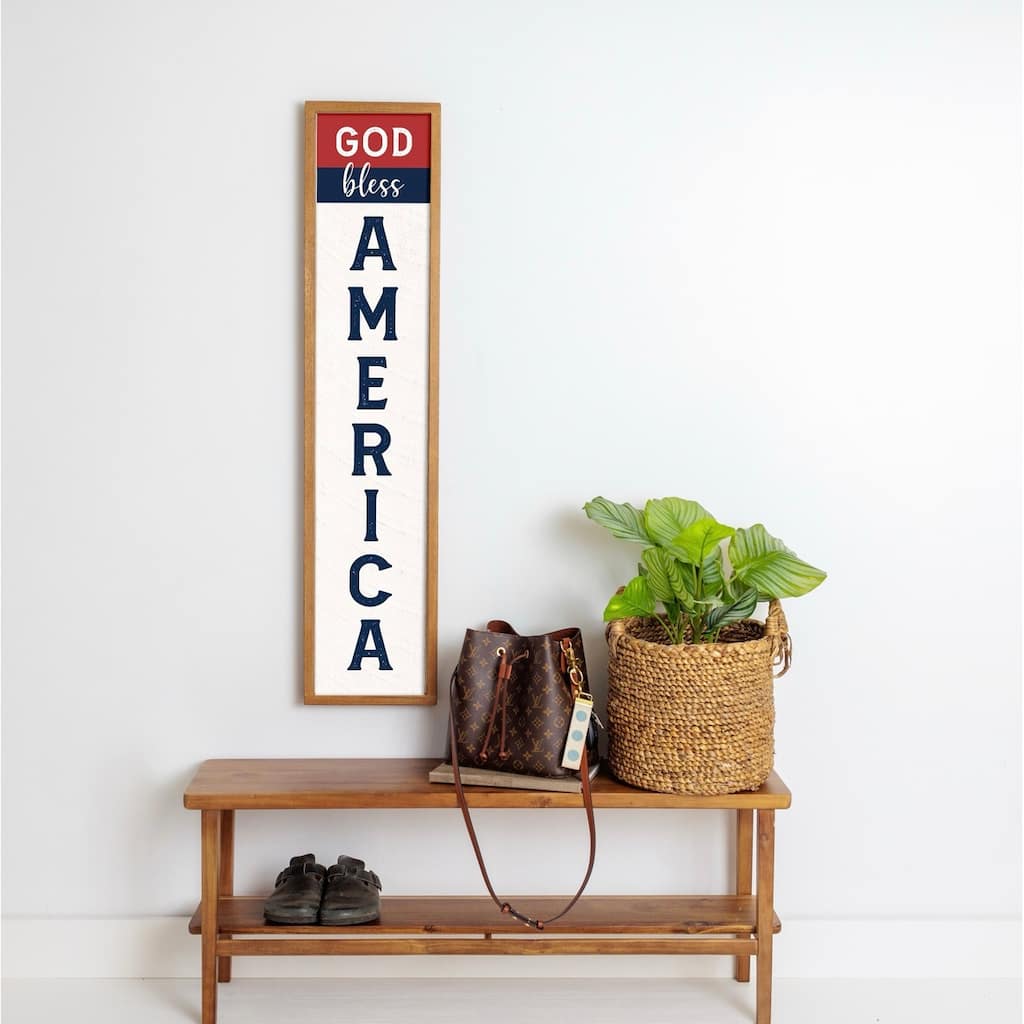 God Bless America Framed Barnwood Sign - Multi-Color