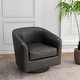 preview thumbnail 61 of 186, Modern Upholstered Barrel Chair Swivel Accent Chair for Living Room Faux Leather - Black/PU
