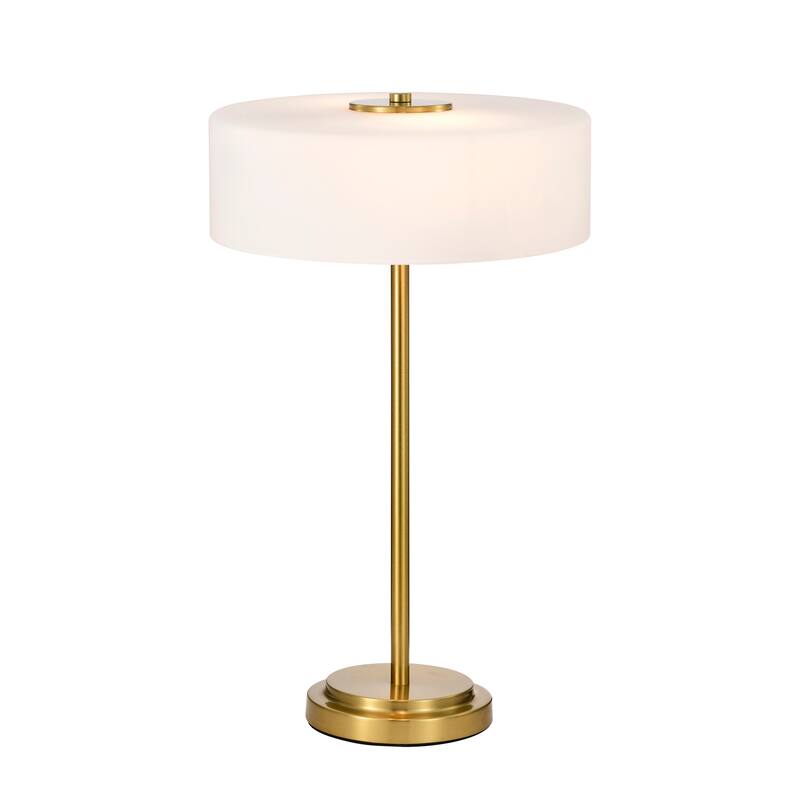 Barmine Brass Table Lamp with White Frosted Glass Shade