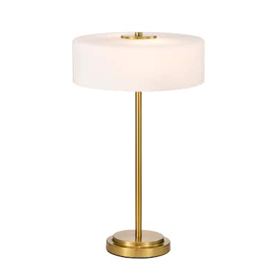 Barmine Brass Table Lamp with White Frosted Glass Shade