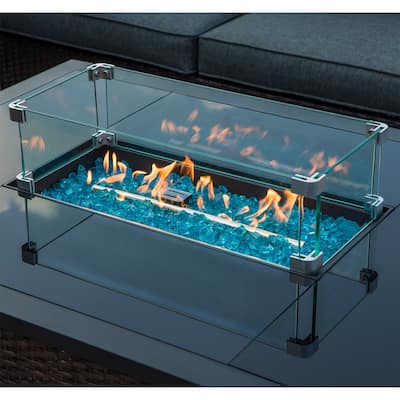 COSIEST Glass Wind Guard Tempered Glass for Outdoor Fire Pit