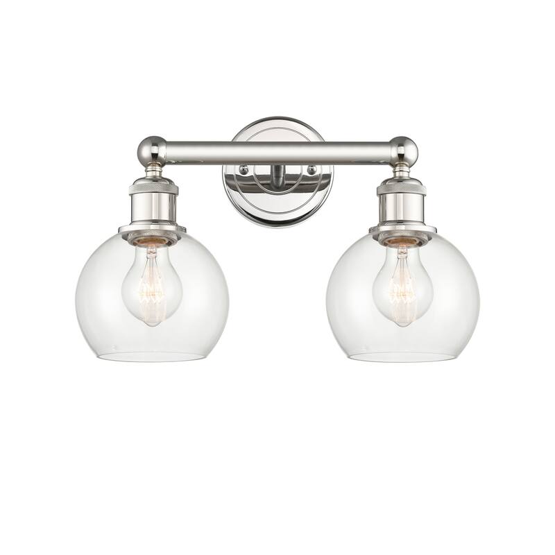 Innovations Lighting 616-2W-11-15 Athens Vanity Athens Deco Swirl 2 - Polished Nickel / Clear
