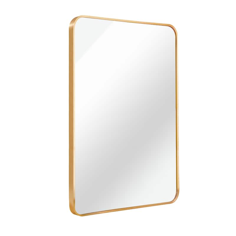 24x32 Inch Silver Metal Framed Rectangular Bathrrom Mirror for Wall