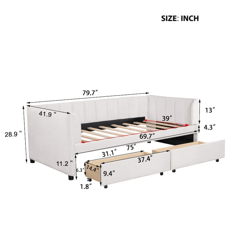 Twin Size Daybed with Ergonomic Design Backrest