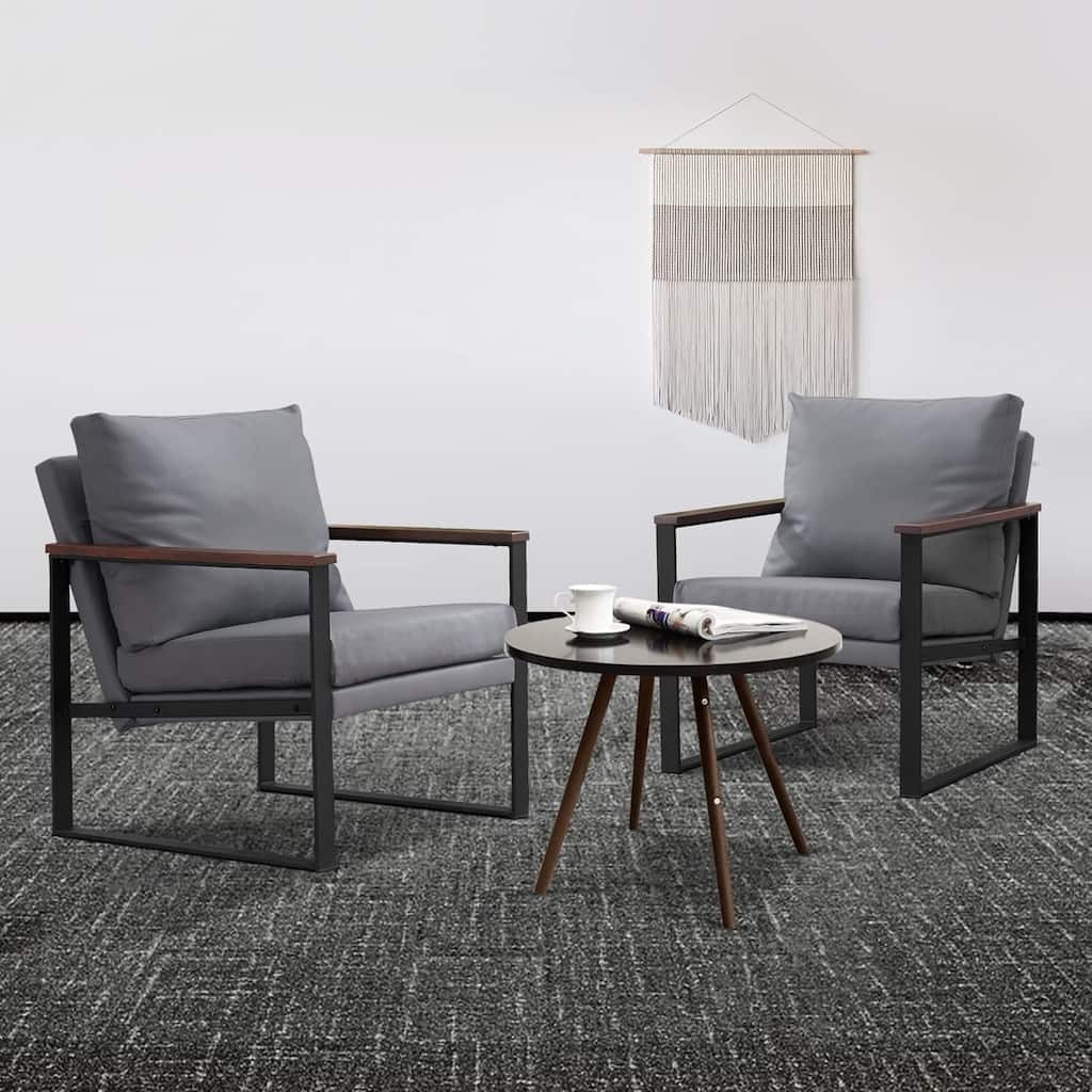 MCombo set of 2 Modern Accent Chair with Upholstered Cushion, Faux Leather HQ304