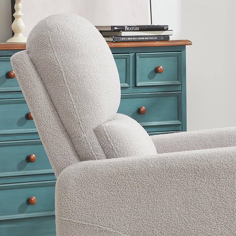 Swivel Manual Recliner Chair Teddy Fabric Nursery Glider Rocking Recliner Set of 2