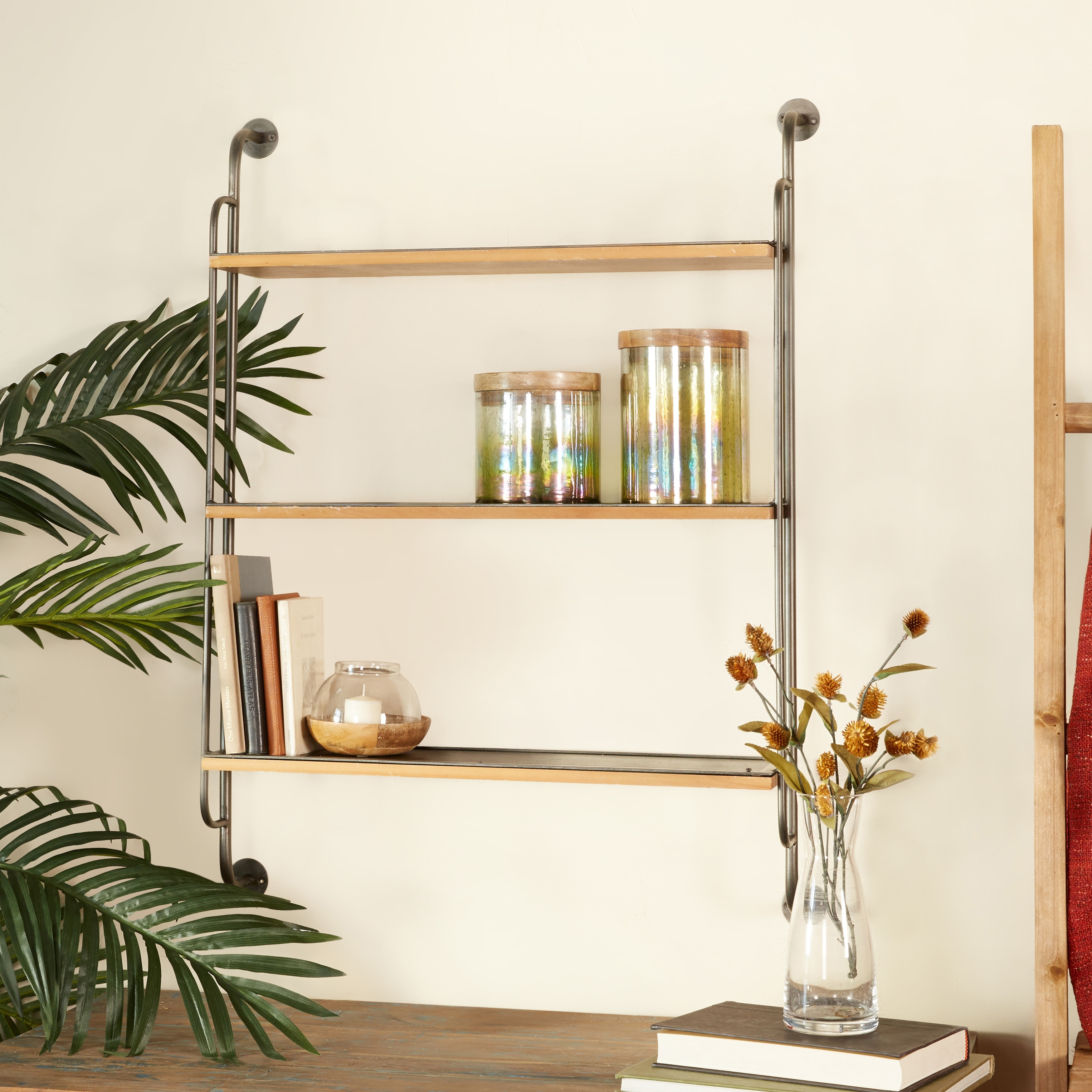 Brown Iron Industrial Wall Shelf - 25 x 7 x 33 - On Sale