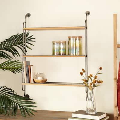 Brown Iron Industrial Wall Shelf - 25 x 7 x 33