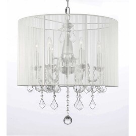 Swag Plug In Chandelier with Crystals and Large White Shade - 6 ... Swag Plug In Chandelier with Crystals and Large White Shade - 6 ... - Crystal Swag Plug In Chandelier Lighting With Shade With 14' Feet Of Hanging Chain & Wire