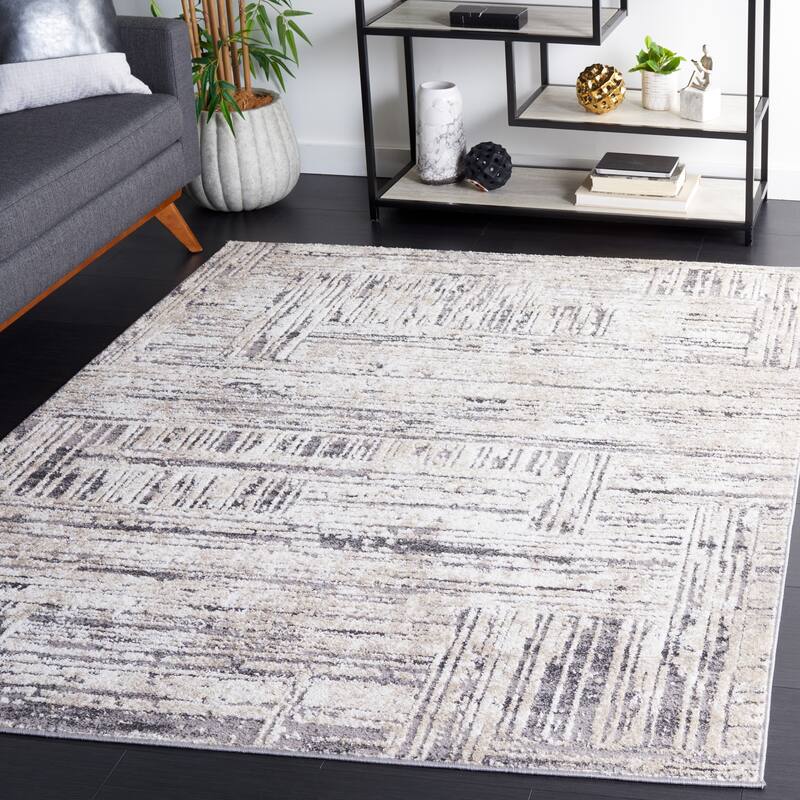 SAFAVIEH Opal Mossie Modern Abstract Rug - 5'3" x 7'6" - Ivory/Dark Grey