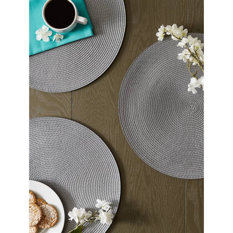 DII White Round PP Woven Placemat Set of 6