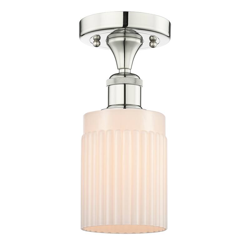 Innovations Lighting Hadley - 1 Light 5" Semi-Flush Mount - Polished Nickel/Matte White