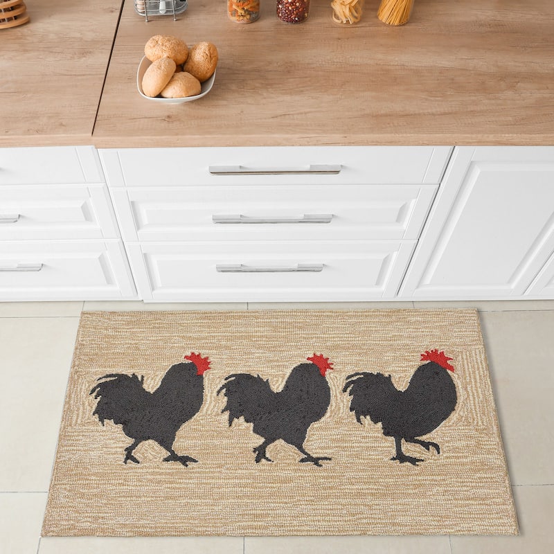 Liora Manne Frontporch Roosters Indoor/Outdoor Rug - 2'6" x 4'